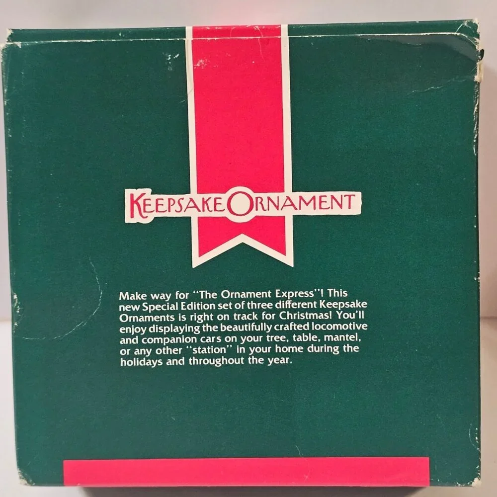 The Ornament Express 3 Handcrafted Hallmark Ornaments 1989 Train Ornaments w Box